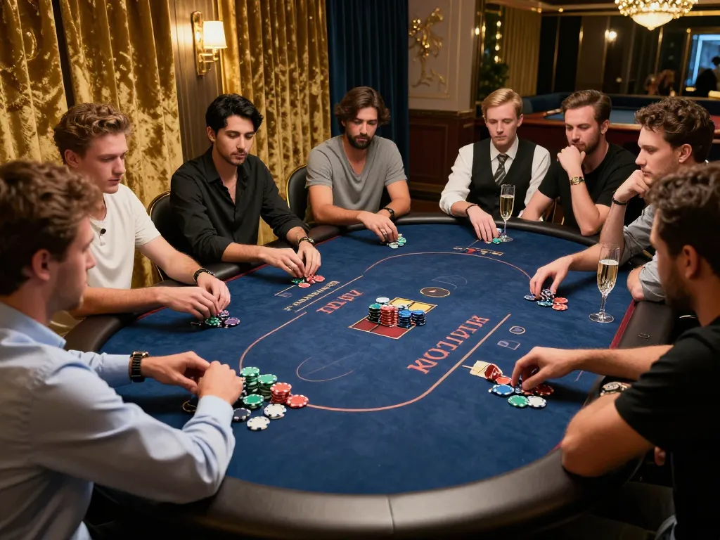 92slot elite players enjoying high-stakes poker in a luxurious setting