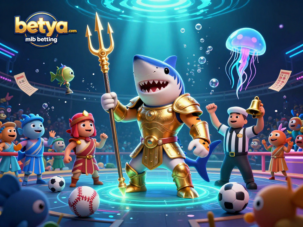 Engage in betya.com mlb betting with lively underwater sports action featuring a shark and fish fans.