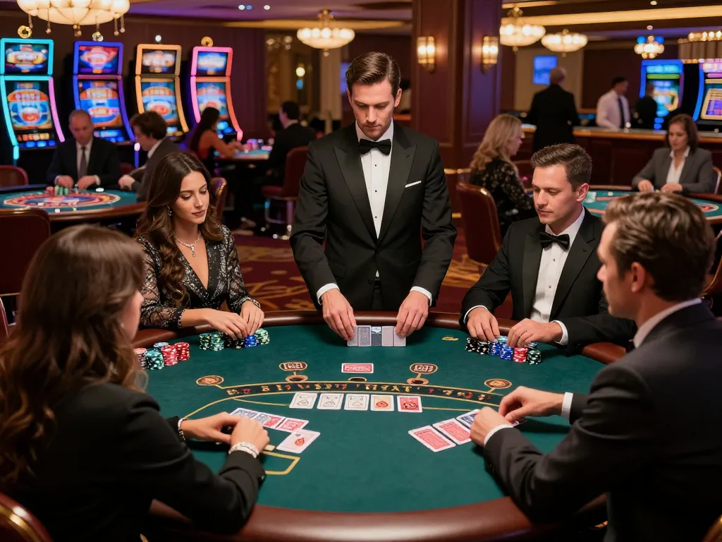 Engaged players at a 789win blackjack table, showcasing thrilling high-stakes gameplay.