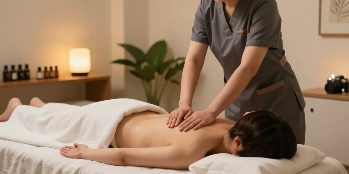 성남출장마사지 제공 중인 전문 마사지 치료사와 편안한 분위기의 마사지 테이블