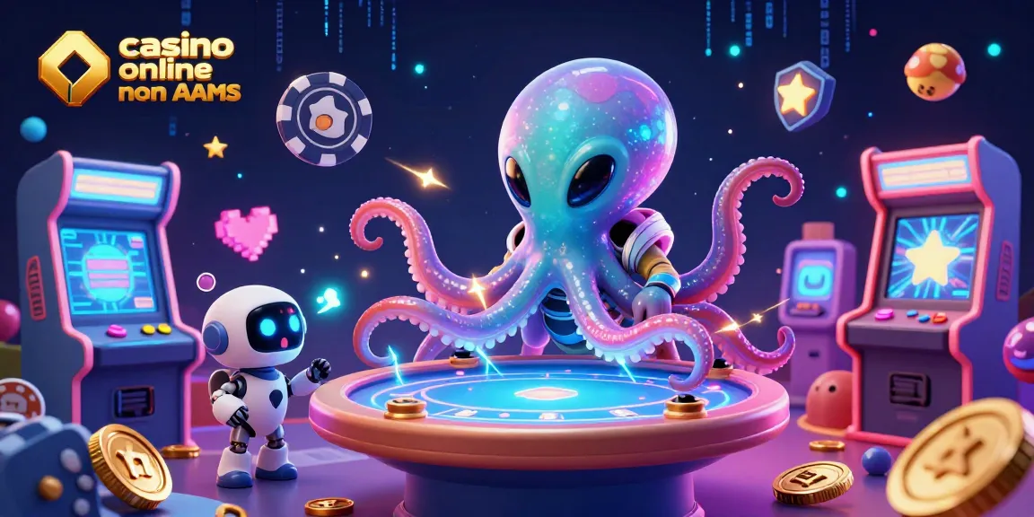 Gioca nei migliori casino online non AAMS con un polipo alieno e un robot, circondati da gettoni di poker.