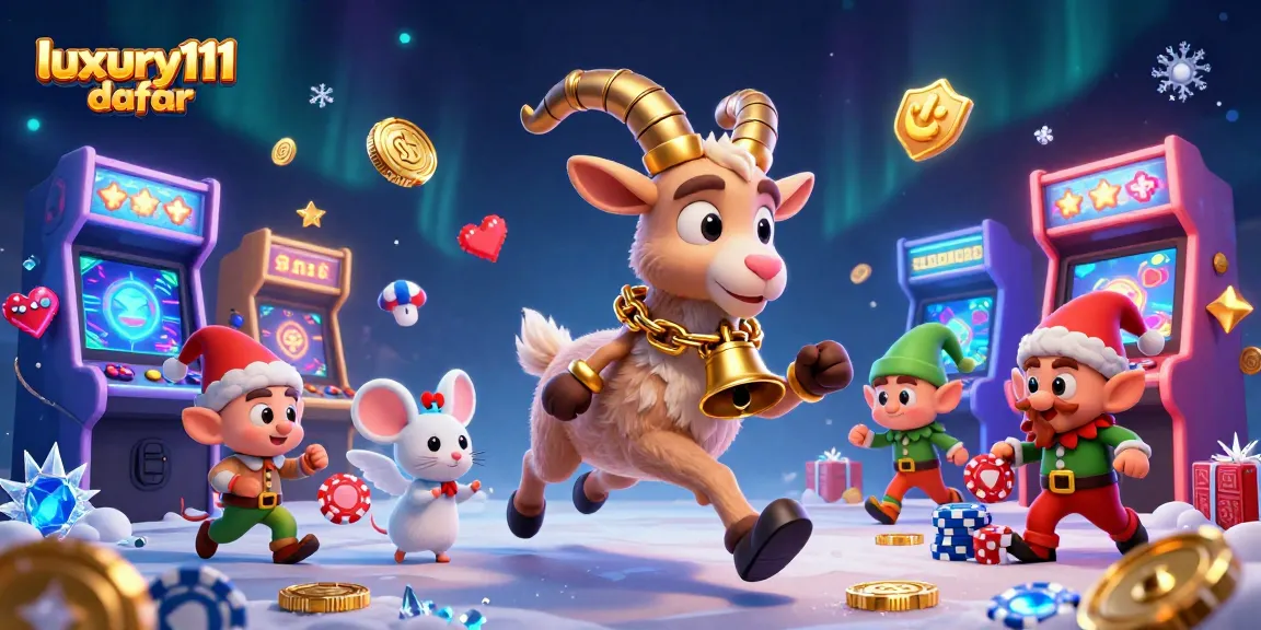 Play engaging games at luxury111 daftar with festive characters in a lively casino scene.