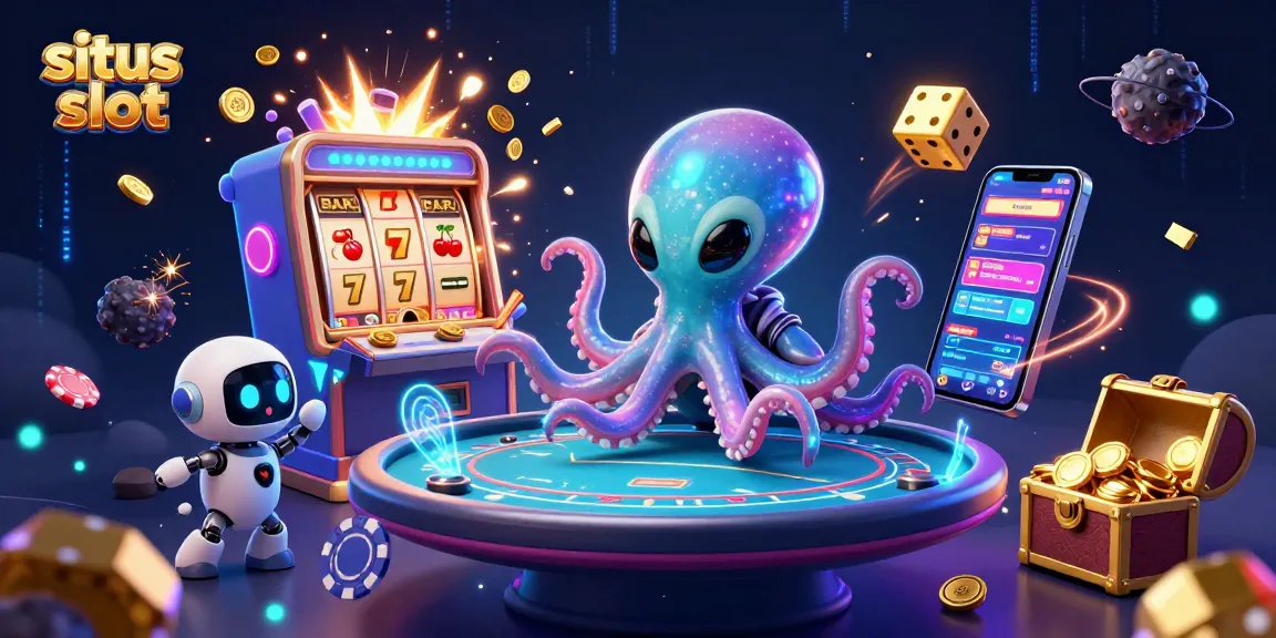 Engage with the vibrant situs slot universe, featuring an alien octopus at a holographic poker table.