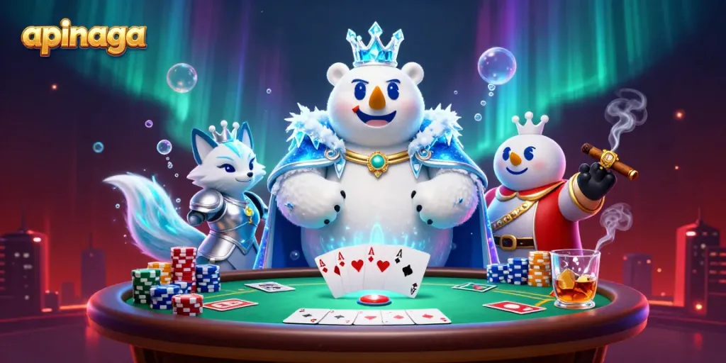 Engage with the apinaga experience featuring a magical gambling scene with vibrant characters and rich casino elements.