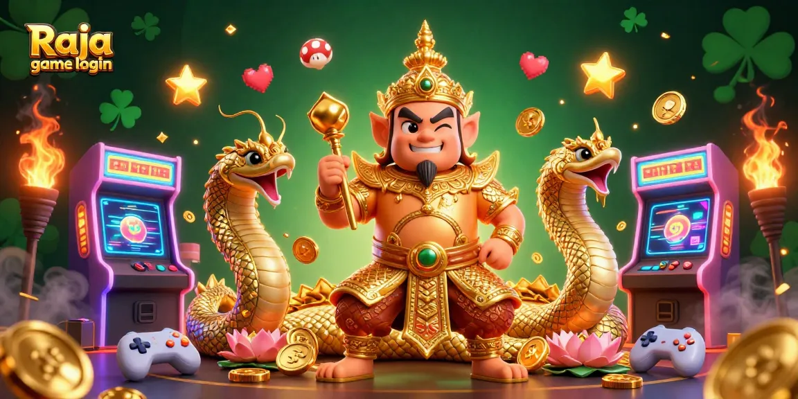 Experience exciting gameplay with Raja game login in this vibrant 3D illustration, showcasing dynamic casino elements.