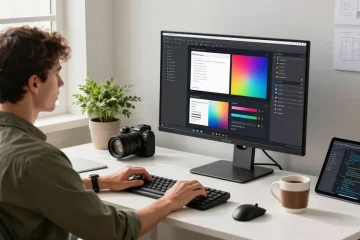 Developer using advanced 截图软件 in a modern workspace, showcasing technology and creativity.